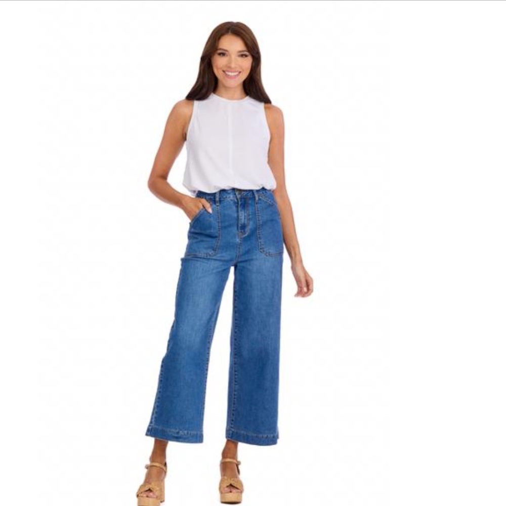NEW! Mud Pie Fritz Wide Leg Cropped Jeans